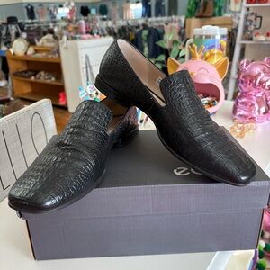 ECCO Croc Embossed Leather Loafer Shoe Size 40